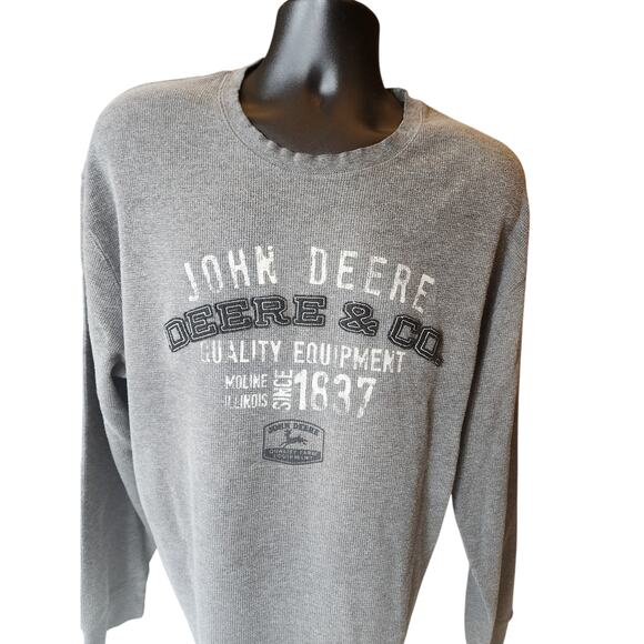 John Deere Long Sleeve Shirt Mens XXL Thermal Waffle Knit Crewneck Casual 1837 - Picture 8 of 9